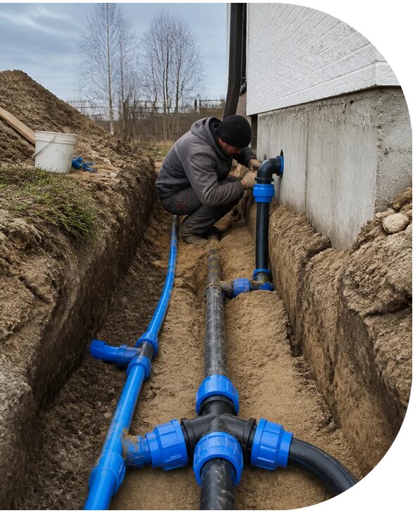 Монтаж наружного водопровода на участке под ключ в Смоленске